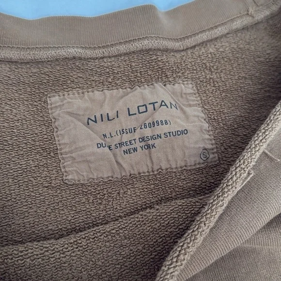 Nili Lotan Brown Sweatshirt, Raglan Sleeves,Small, Distressed. SAME DAY SHIPPING - Picture 2 of 5